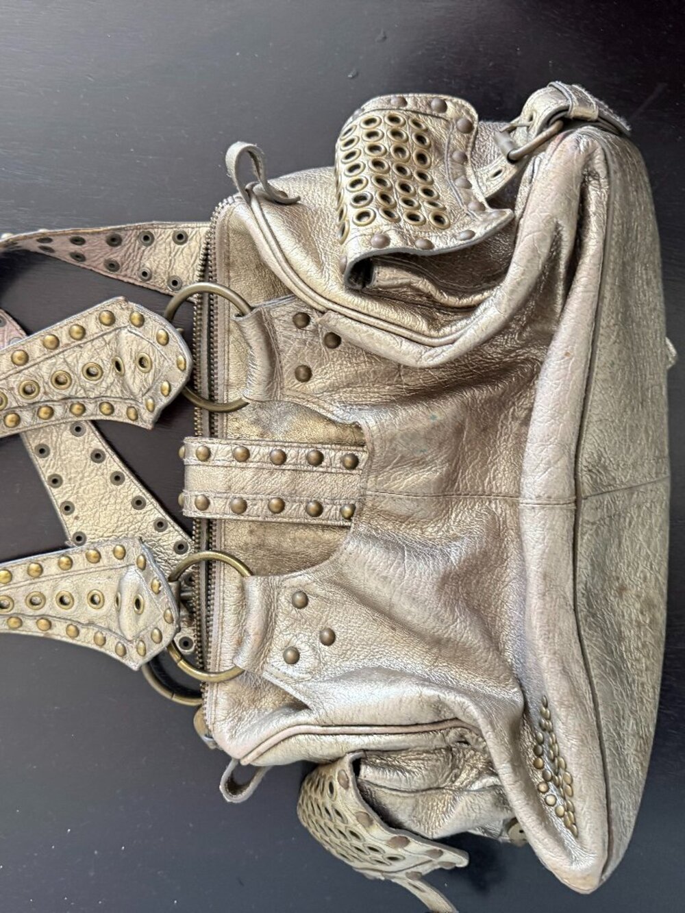 Betsey Johnson vintage Gold studded bag - Picture 3 of 6